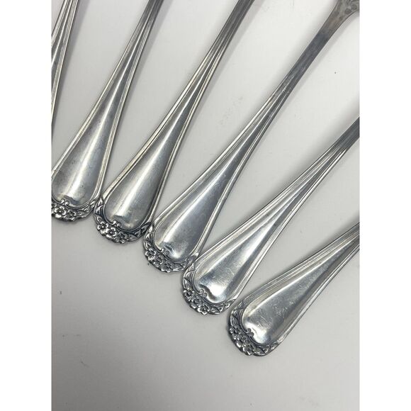 Rogers Co. Stanley Roberts TRIO ROSE PETAL Stainless Set of 5 Salad Forks 6.5” - Picture 3 of 5